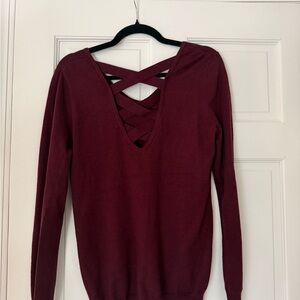 Women's Burgundy Sweater with Crisscross Back